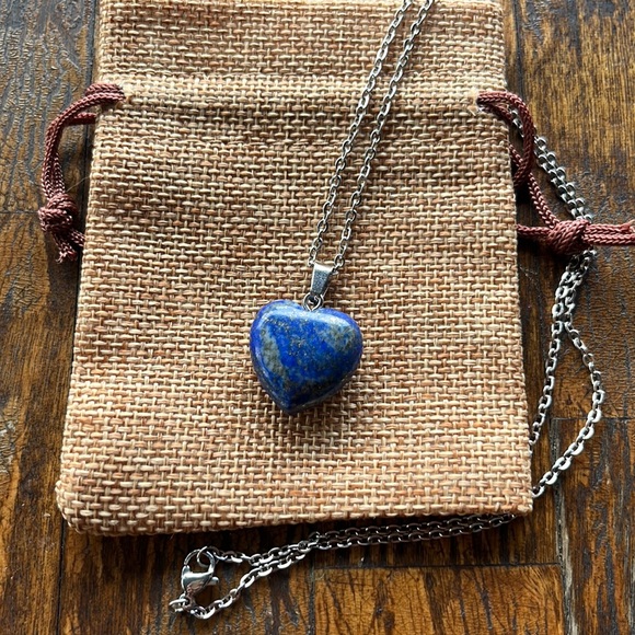 Hand Crafted Jewelry - Lapis Lazuli Heart Necklace Lapis Pendant Crystal Heart Necklace Lapis Necklace